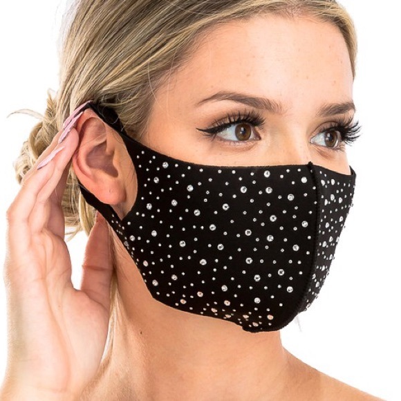 Accessories - Rhinestone Studded Face Mask, Bling Face M…